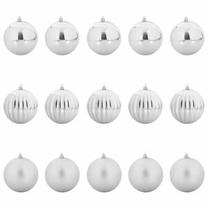 vidaXL Christmas Bauble Set XL 15 pcs LEDs Silver &Oslash; 10 cm Plastic