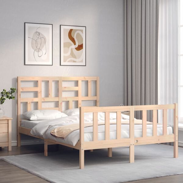 vidaXL Bed Frame without Mattress Double Solid Wood Pine