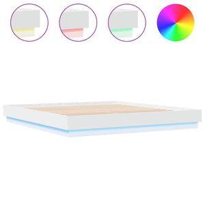 vidaXL Bed Frame with LED without Mattress White 200x200 cm