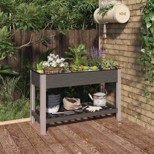 vidaXL Garden Raised Bed with Shelf Grey 120x50x75 cm WPC