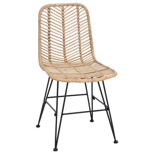 vidaXL Dining Chair 2 pcs Natural 44 x 47 x 85 cm Rattan and Iron