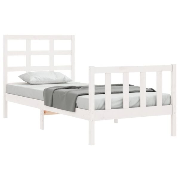 vidaXL Bed Frame without Mattress White 90x190 cm Single Solid Wood Pine