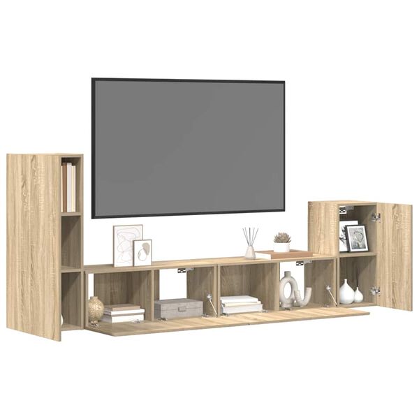vidaXL 4 Piece TV Cabinet Set Sonoma Oak Engineered Wood