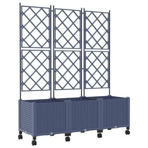 vidaXL Garden Planter with Trellis&Wheels 3 pcs Grey 120 x 40 x 149 cm