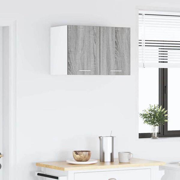 vidaXL Hanging Cabinet 2 pcs Grey Sonoma and White 30 x 31 x 40 cm