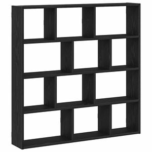 vidaXL Wall Cube Shelf 12 Compartments Black Engineered Wood