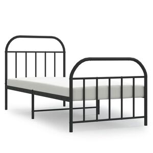 vidaXL Metal Bed Frame without Mattress with Footboard Black 80x200cm