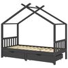 vidaXL Kids Bed Frame with Drawers Dark Grey Solid Pine Wood 90x200cm
