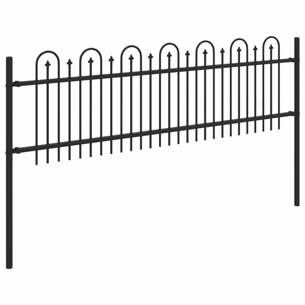vidaXL Spike Arch Fence Black 200 x 110 cm Powder-Coated Steel