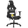 vidaXL Swivel Gaming Chair with Footrest Black and White Fabric