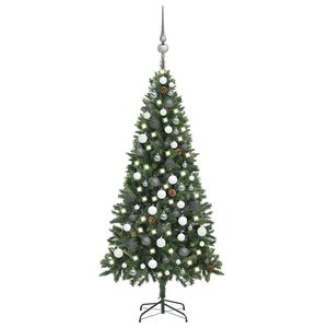 vidaXL Artificial Pre-lit Christmas Tree with Ball Set Pine Cones 180 cm