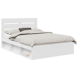 vidaXL Bed Frame with Headboard White 140 x 200 cm Solid Pine Wood