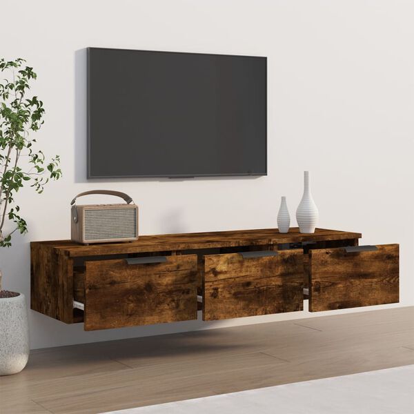 vidaXL Wall Cabinet Smoked Oak 102x30x20 cm Engineered Wood
