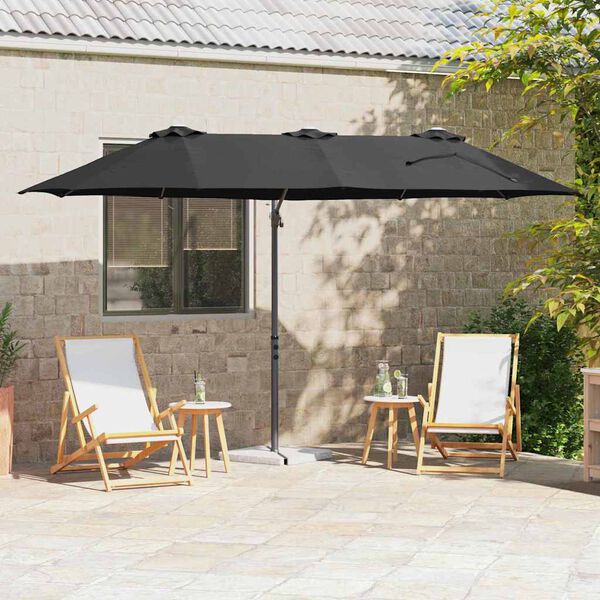 vidaXL Garden Cantilever Parasol Black 372 x 198 x 243 cm