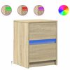 vidaXL Bedside Cabinet with LED Lights Sonoma Oak Engineered Wood