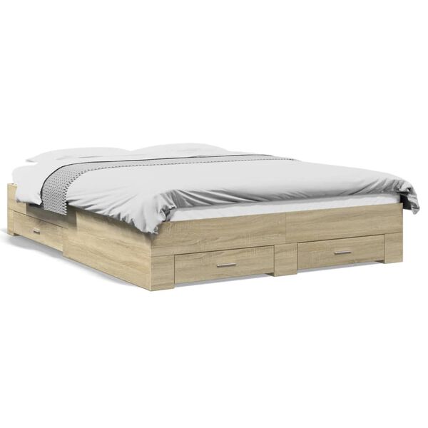 vidaXL Bed Frame with Drawers without Mattress Sonoma Oak 160x200 cm