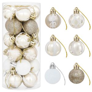 vidaXL Christmas Ball Set 72 pcs Champagne and White &Oslash; 3 cm Plastic