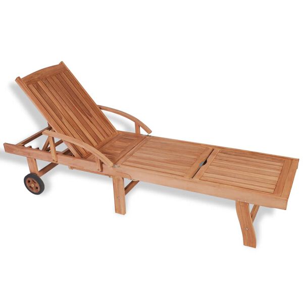 vidaXL Sun Lounger Solid Teak Wood