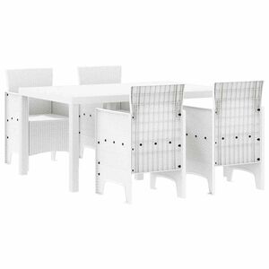 vidaXL Garden Dining Set 5 pcs White Polt rattan