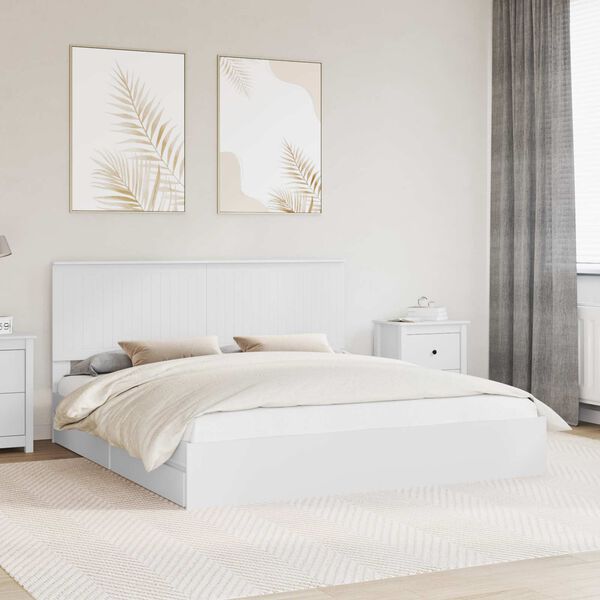 vidaXL Storage Bed with Headboard White 180 x 200 cm Engineered Wood