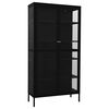 vidaXL Display Cabinet Black 90x40x180 cm Steel and Tempered Glass