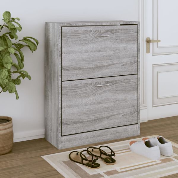vidaXL Shoe Cabinet Grey Sonoma 63x24x81 cm Engineered Wood