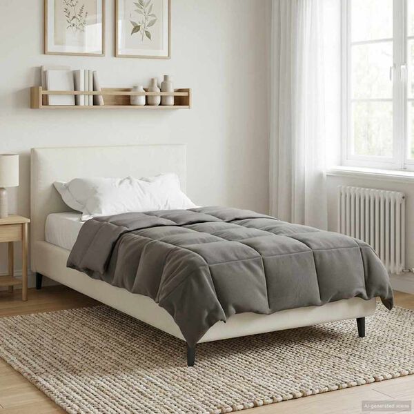 vidaXL Full Year Duvet Quilted Light Grey 140 x 220 cm Microfiber