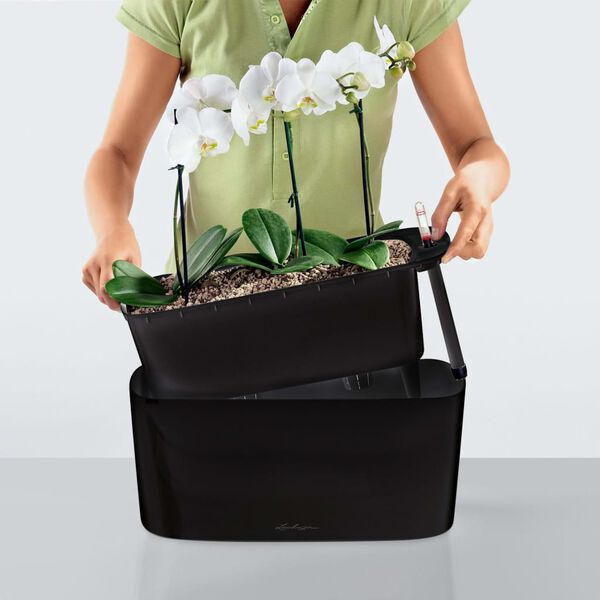 LECHUZA Table Planter Delta 20 ALL-IN-ONE Metallic Charcoal 15563