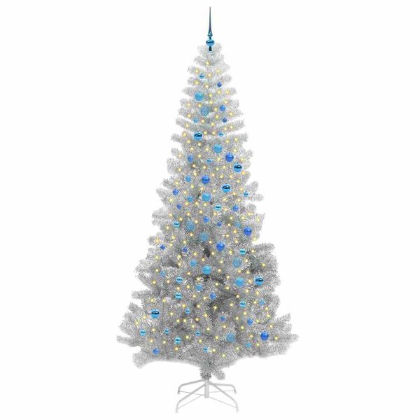 vidaXL Christmas Tree with 300 LEDs with Stand Silver 240 cm PET