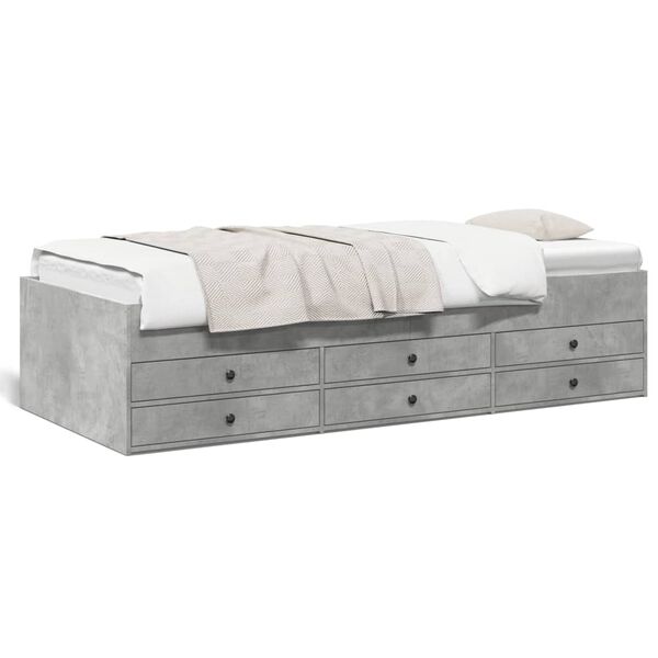vidaXL Daybed with Drawers without Mattress Concrete Grey 90x190 cm Single