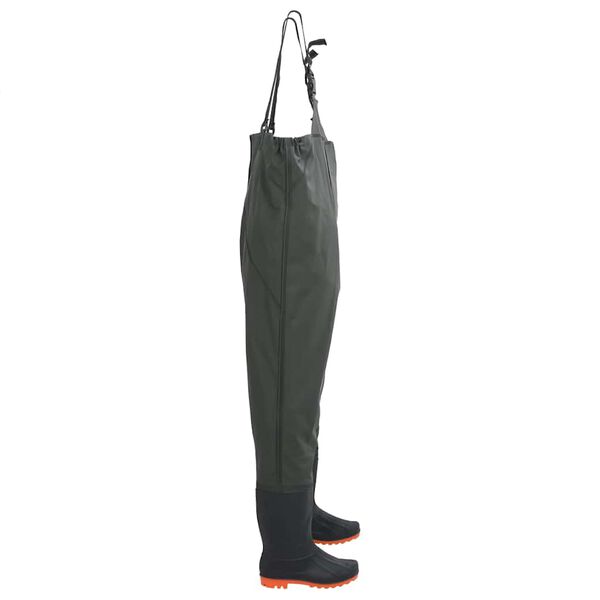 vidaXL Chest Waders with Boots Dark Green Size 39