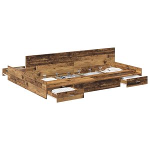 vidaXL Storage Bed Frame Old Wood 140 x 200 cm Engineered Wood