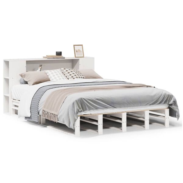 vidaXL Bookcase Bed without Mattress White 140x200 cm Solid Wood