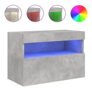 vidaXL TV Wall Cabinet with LED Lights Concrete Grey 60x30x40 cm