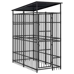 vidaXL Outdoor Dog Kennel with Roof Steel 1.84 m&sup2;