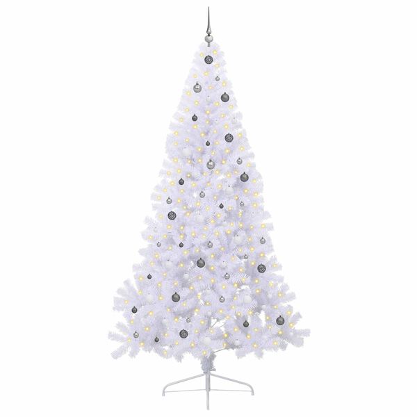 vidaXL Artificial Christmas Tree with Stand White 240 cm PVC and Steel