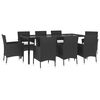 vidaXL 9 Piece Garden Dining Set with Cushions Black Poly Rattan