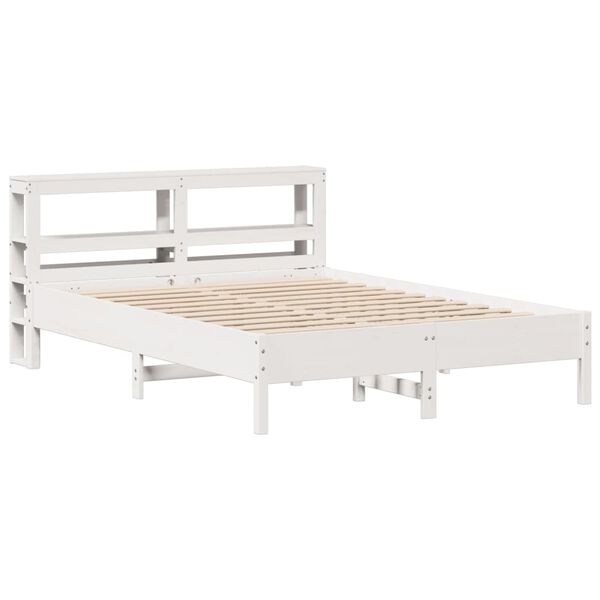 vidaXL Bed Frame without Mattress White 150x200 cm King Size Solid Wood Pine