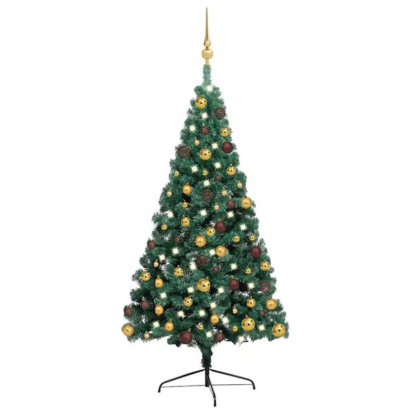 vidaXL Artificial Half Pre-lit Christmas Tree with Ball Set Green 240 cm