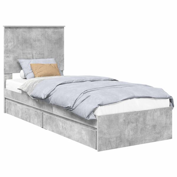 vidaXL Storage Bed Concrete Grey 75 x 190 cm Engineered Wood