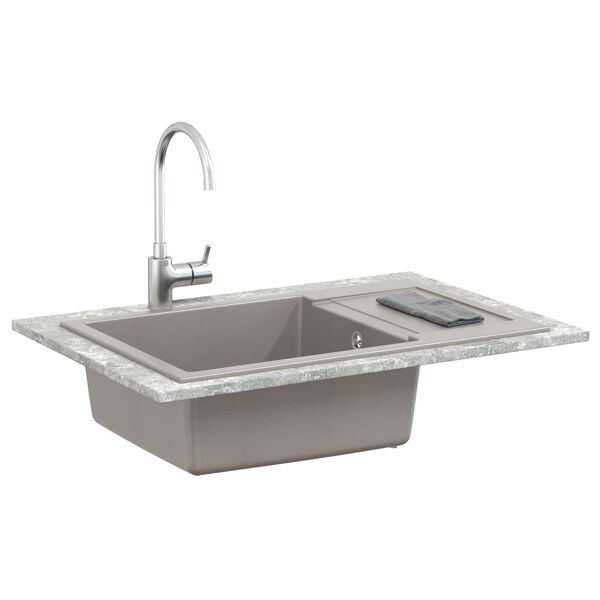 vidaXL Sink Grey 780 x 500 mm 80% Quartz and 20% Resin