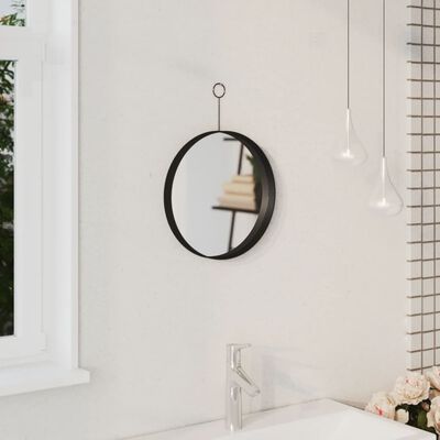 vidaXL Hanging Mirror with Hook Black 30 cm