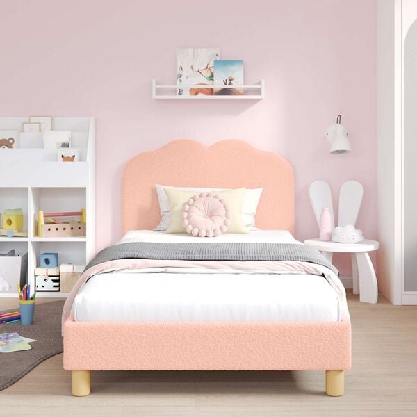 vidaXL Children's Bed Frame with Headboard Pink 90 x 200 cm
