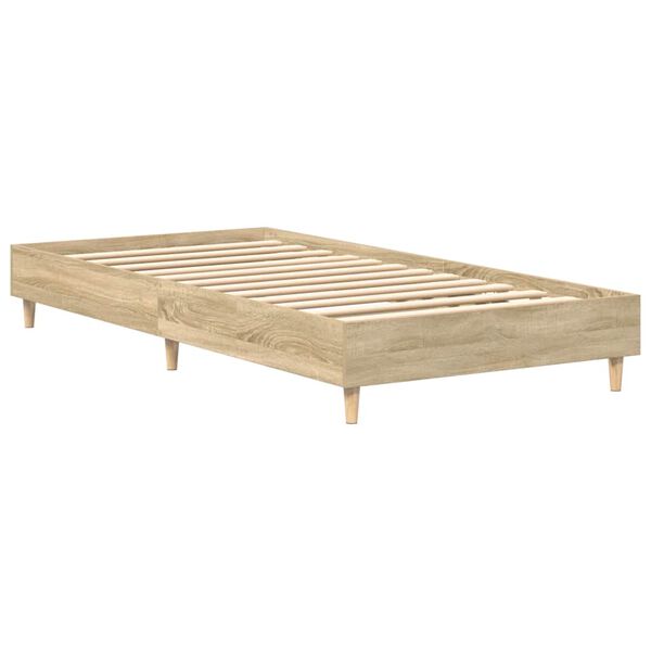 vidaXL Bed Frame No Mattress Sonoma Oak 75x190 cm Small Single Engineered Wood