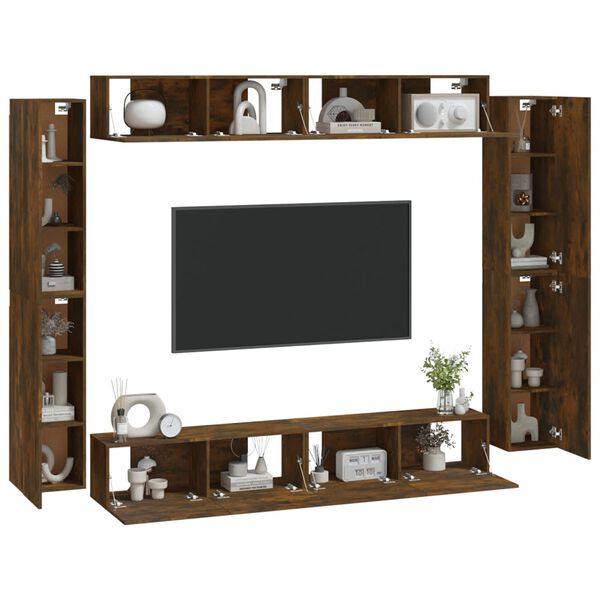 vidaXL 8 Piece TV Cabinet Set Smoked Oak Engineered Wood