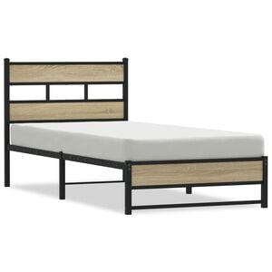 vidaXL Metal Bed Frame without Mattress Sonoma Oak 75x190 cm Small Single
