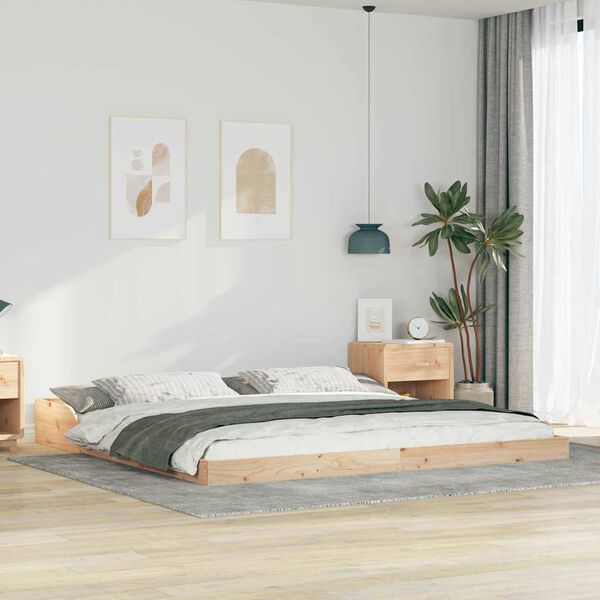 vidaXL Bed Frame Brown 200 x 210 cm Solid Pine Wood