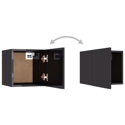 vidaXL Wall Mounted TV Cabinets 2 pcs High Gloss Grey 30.5x30x30 cm