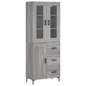 vidaXL Highboard Grey Sonoma 69.5x34x180 cm Engineered Wood