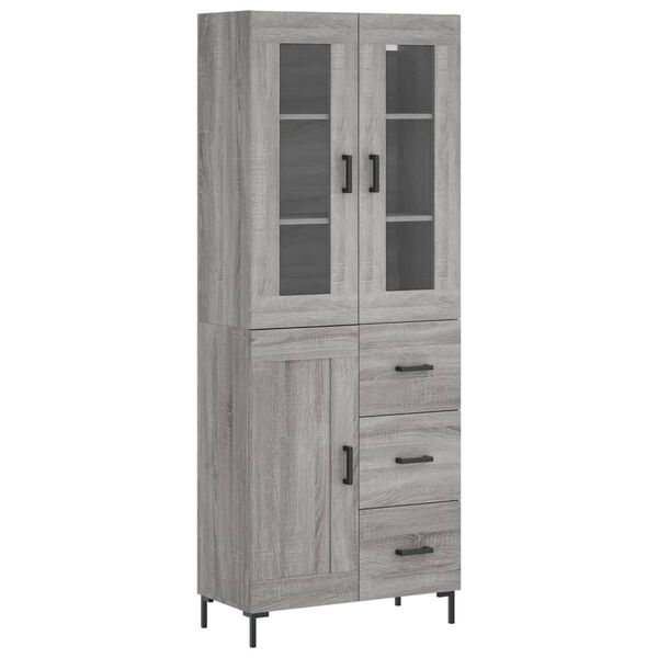vidaXL Highboard Grey Sonoma 69.5x34x180 cm Engineered Wood